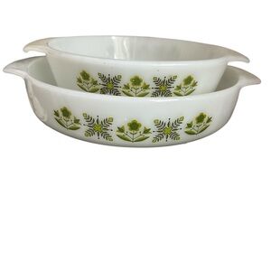 Anchor Hocking Green Floral Bakeware Set